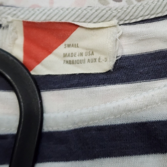 Anthropologie Blue Stripe Front Polka Dot Shirt - Picture 4 of 6